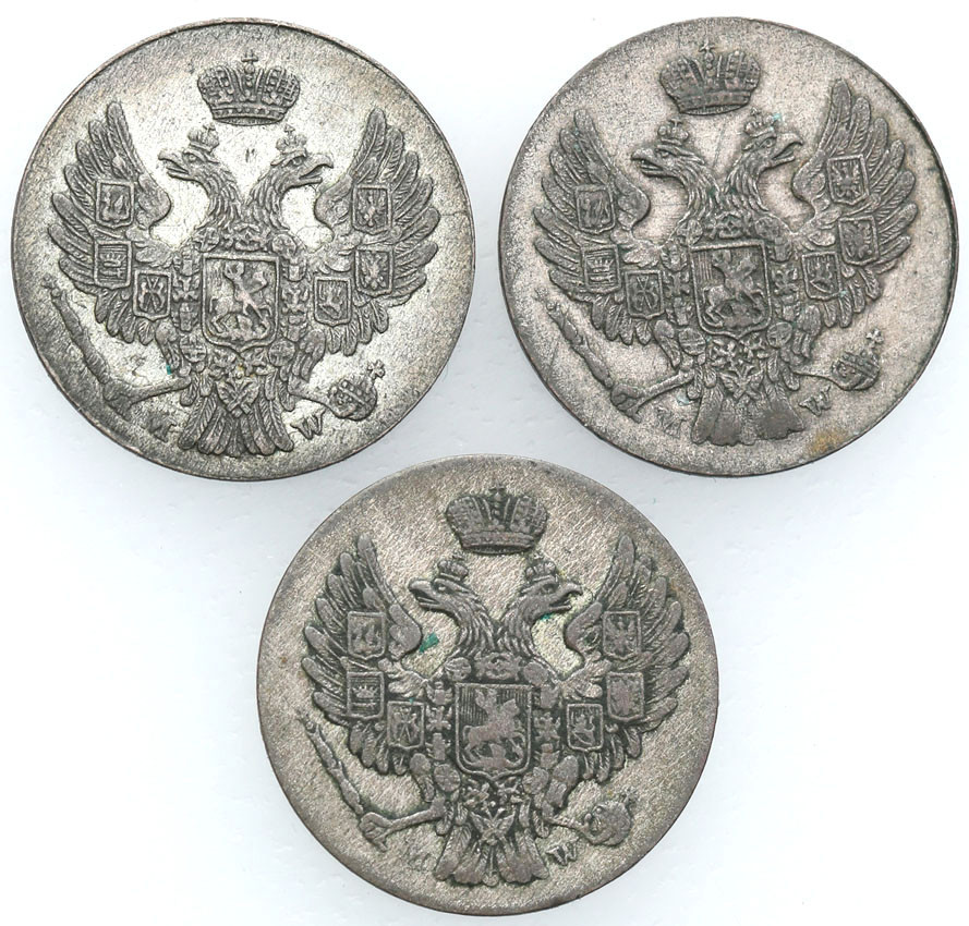 Polska XIX w./Rosja. 5 groszy 1840, Warszawa, zestaw 3 sztuk
